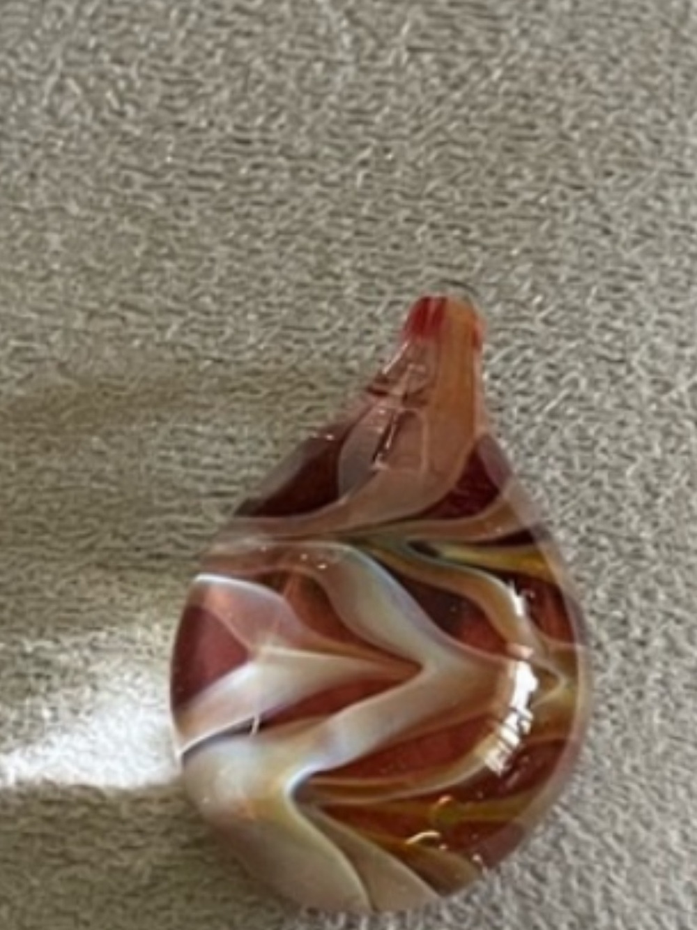 Handblown Glass Teardrop Pendant in Swirled Amber & White